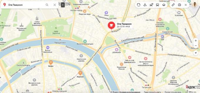 Ver weg van de metro. Screenshot Yandex. kaart