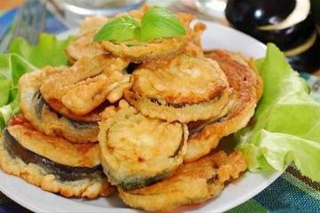 Aubergine tempura. Lekkere snack, die ik kook opeenvolgende derde dag