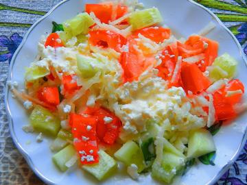 Stevig, gemakkelijk heerlijke salade met tomaat en kaas