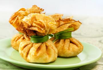 Pancake zakjes met kip en champignons