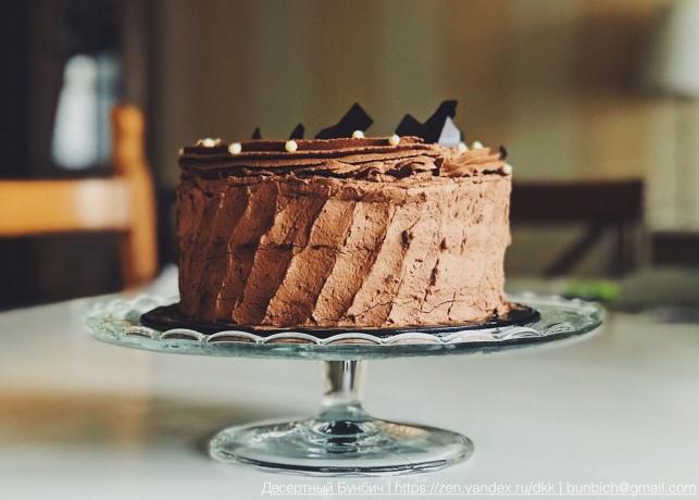Hier is een cake kan worden gemaakt van chocolade spons cake met chocoladeroom
