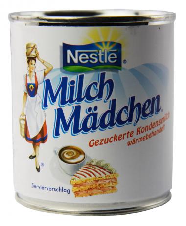 Duitse label gecondenseerde melk. Milch Mädchen - Dairy Girl