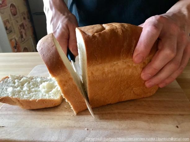 Een sneetje brood een ideale dikte van 2 cm.